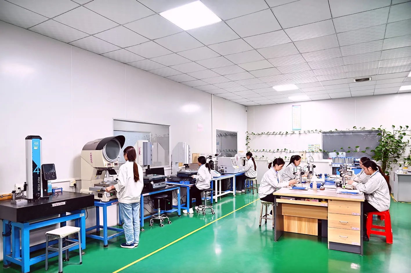 Quality control lab with CMM and dimensional inspection stations